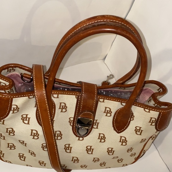 Dooney & Bourke DB Logo Canvas Satchel Crossbody - Picture 8 of 12